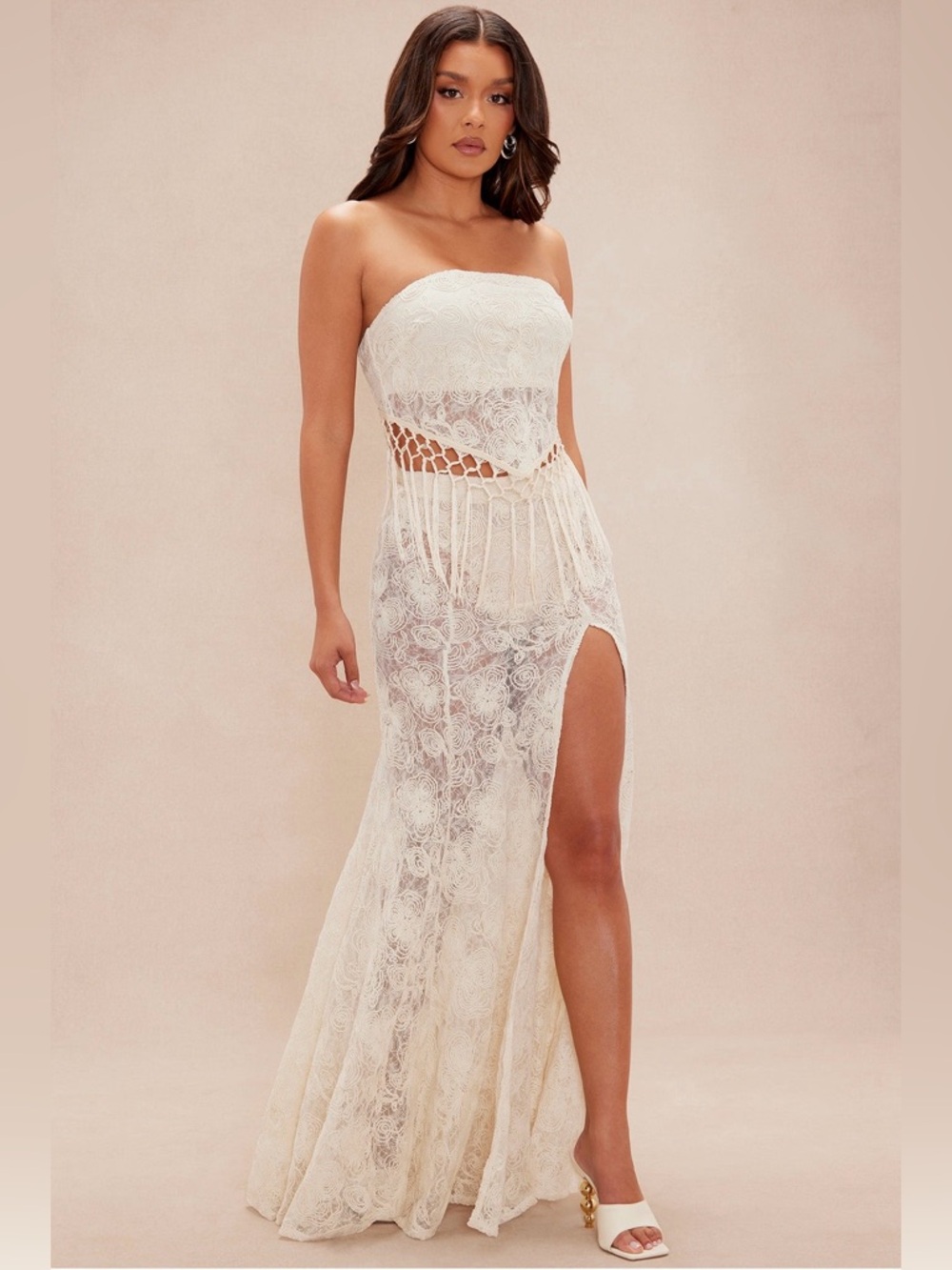 NOVA LUXE Lana Lace Maxi Skirt Set - Nude